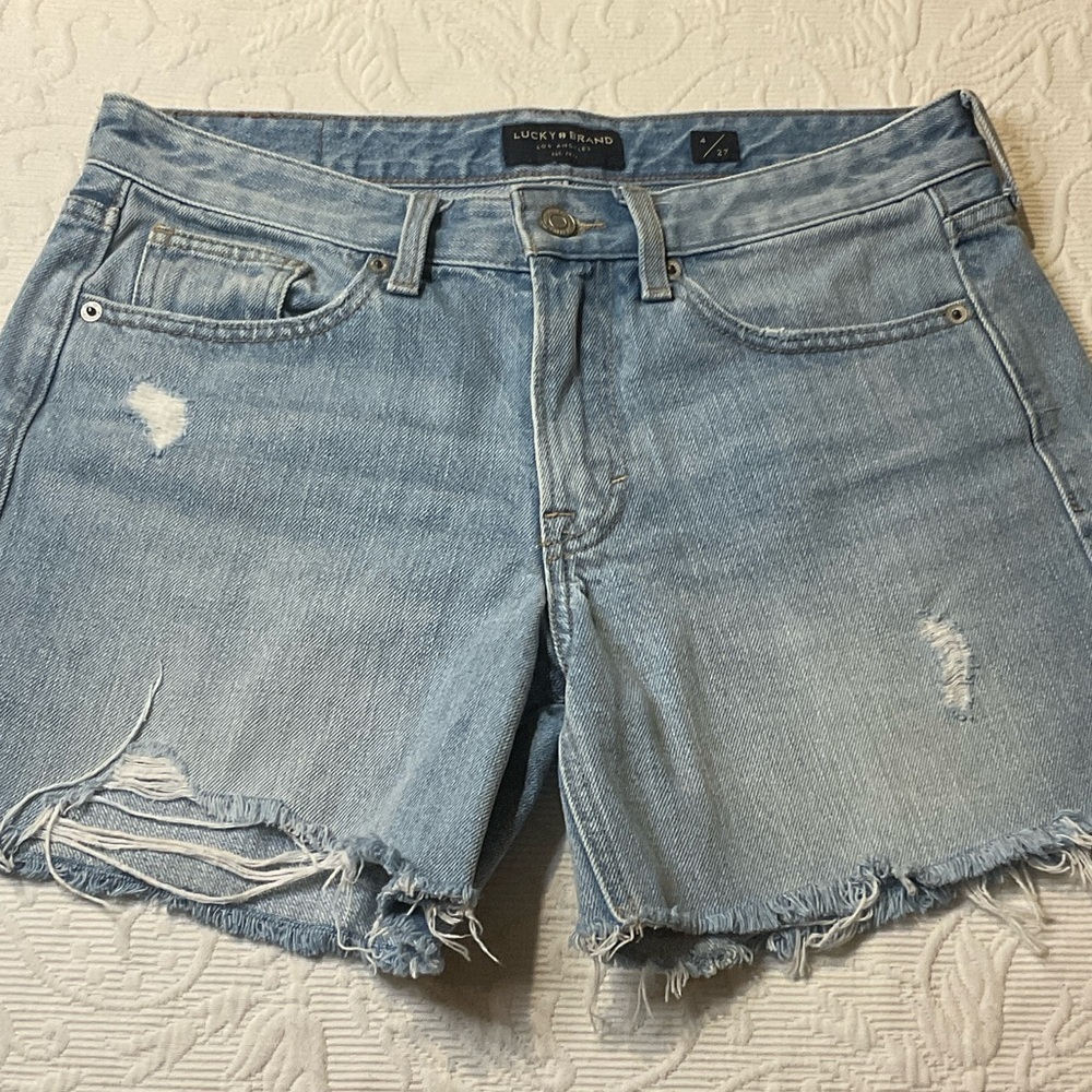 Lucky Brand Women's Distressed Light Blue Jean Shorts 27/4